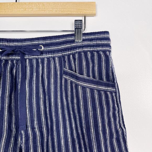 Gap Womens Small S Navy Blue White Striped Linen Pull On Shorts Drawstring Waist - Picture 3 of 6